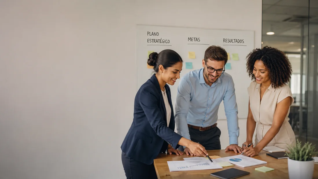 Equipe reunida em atividade de desenvolvimento